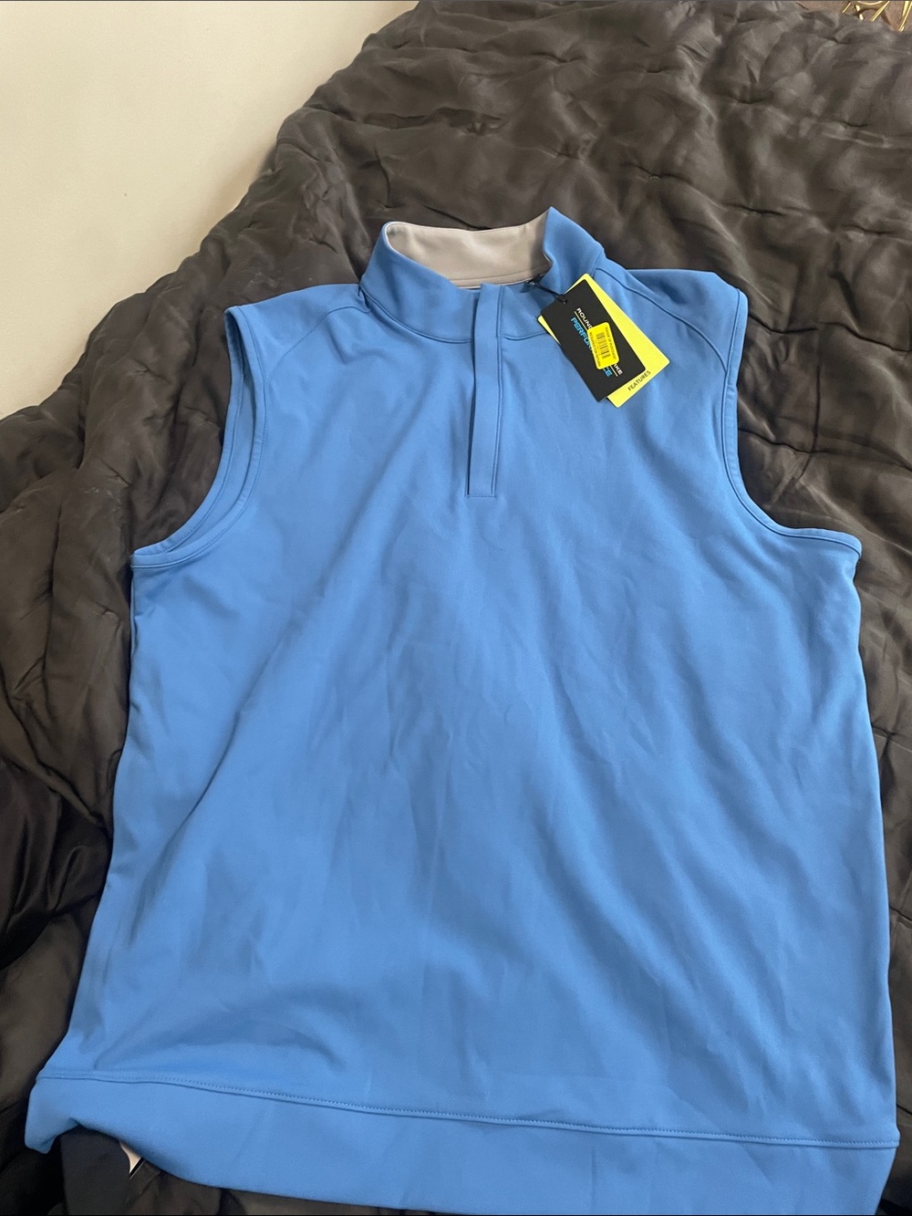 Roundtree & Yorke Light Blue Sleeveless Quarter-Zip Vest